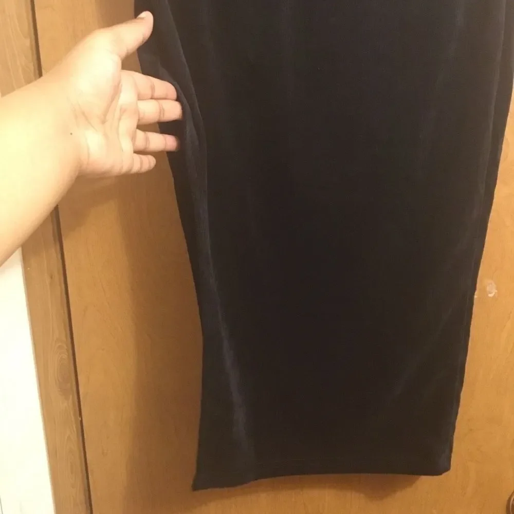 Shein Velvet Ribbed Elegant Black Split Pencil Mini Skirt M